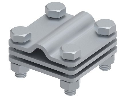 Фотография товара 'Ostec МС-018-ГЦ Соединитель 65х65 пруток-полоса с разделительной пластиной, гор. цинк'