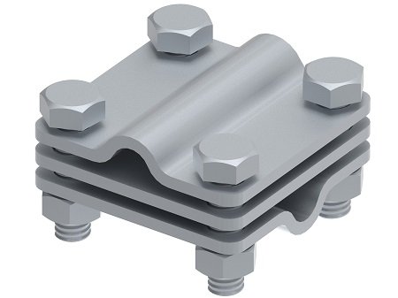 Фотография товара 'Ostec МС-014-ГЦ Соединитель 65х65 пруток-пруток с разделительной пластиной, гор. цинк'